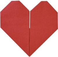 Ubrousky paprov Origami srdce erven 16,5 cm 16 ks