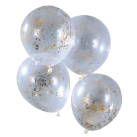 Balónky latexové transparentní se zlatými konfetami 5 ks