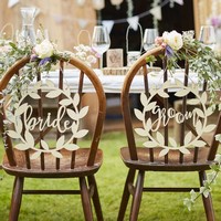 Dřevěná dekorace na židle Ženich a Nevěsta