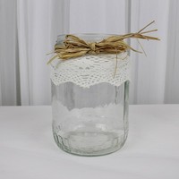 Zavařovací sklenice s lýkem a krajkou rustik - k dispozici 6 ks