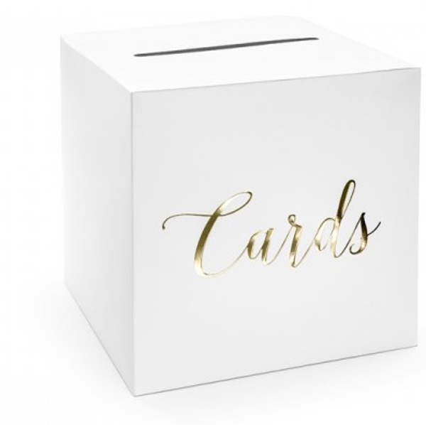 BOX na přání se zlatým nápisem Cards 24x24x24cm