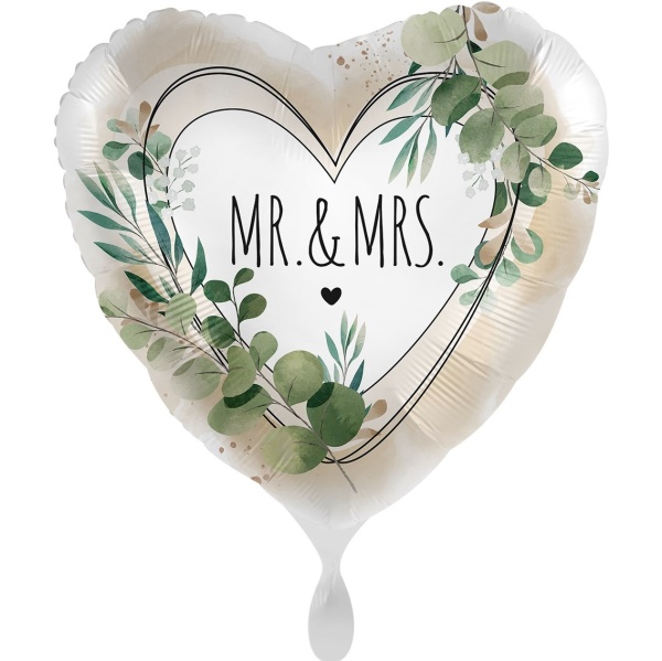 Balnek fliov srdce Mr & Mrs Listy 43 cm