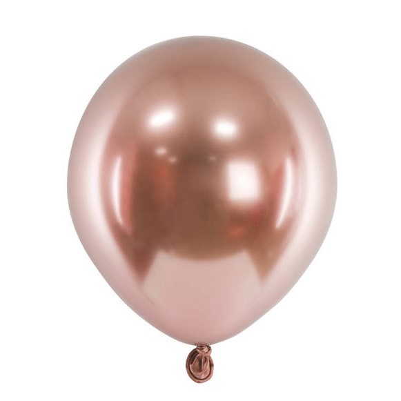 Balnky latexov leskl Glossy Rose Gold 12 cm 50 ks