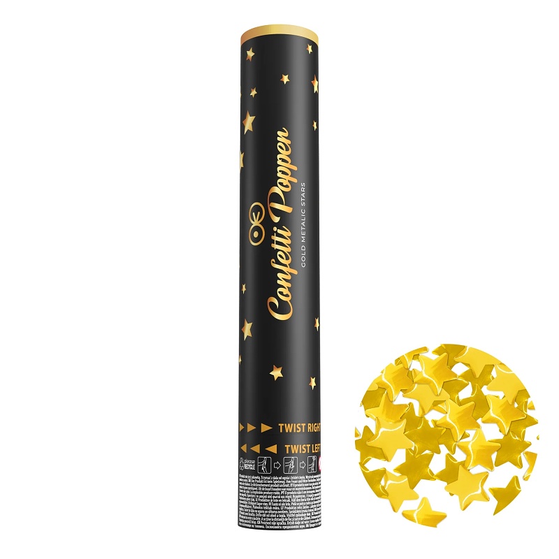 Konfety vystřelovací hvězdy zlaté 30 cm