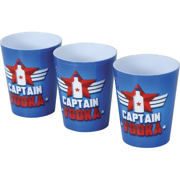 Panáky plastové Captain Vodka modré 3 ks