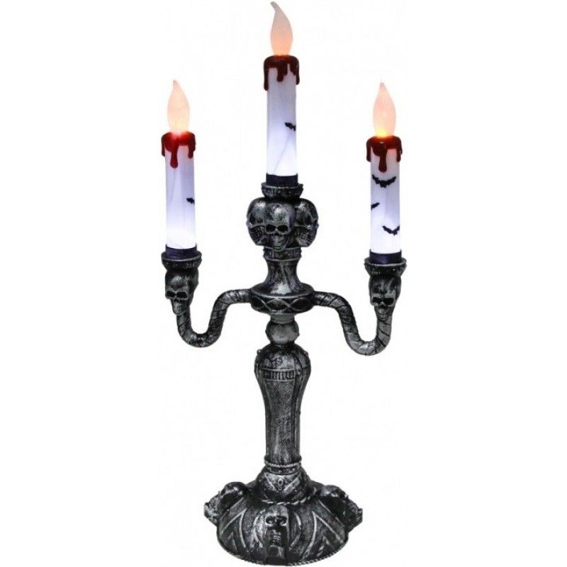 Svcen s LED svkami Halloween Lebky 17,5 x 10 x 40 cm