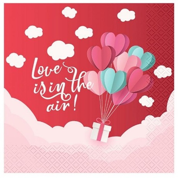 Ubrousky paprov Love is in the air erven 33x33cm 20ks