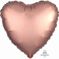 BALÓNEK fóliový Srdce růžovoměděné 43cm