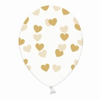 BALÓNKY latexové transparentní srdce zlaté 30cm 6ks