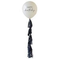 Baln latexov Happy Birthday se stapcovm ocasem tlov/ern 60 cm