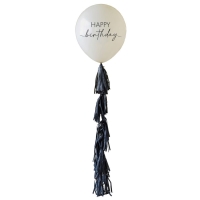 Baln latexov Happy Birthday se stapcovm ocasem tlov/ern 60 cm