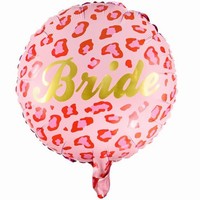 Balónek fóliový růžový Bride, levhratí vzor 35 cm