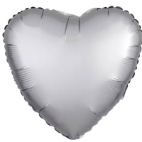 Balónek fóliový saténový Srdce stříbrné 43 cm