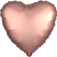 Balónek fóliový srdce saténové růžově měděné 43 cm