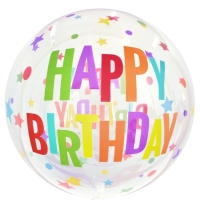 Balnkov bublina transparentn Happy Birthday 46 - 51 cm