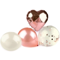 Balnkov sada fliov rosegold srdce a latexov bal.