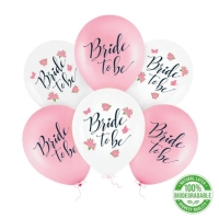 Balónky latexové Bride to be růžová/bílá 30 cm 6 ks