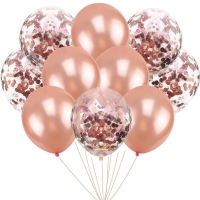 Balnky latexov chromov/s konfetami Rose Gold 30 cm 10 ks