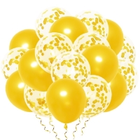 Balónky latexové metalické/s konfetami zlaté 30 cm 20 ks
