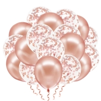 Bal�nky latexov� s konfetami Rose Gold 30 cm 20 ks