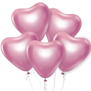 Balónky latexové, platinové světle růžové srdce 30 cm 6 ks