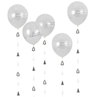 Balnky latexov transparentn s konfetami Merry Christmas a zvsem 30 cm 5 ks