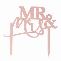 DEKORACE na dort Mr&Mrs akrylová Rose Gold 15x16cm