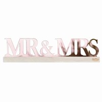 DEKORAN npis akrylov Mr&Mrs na devnm podstavci 30x7,5cm