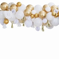 DEKORAČNÍ sada s balónky, rozetami, střapci a dekoračními koulemi   lemi   lemi zlatá
