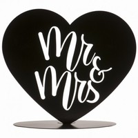 Dekorace na dort Srdce ern metalick Mr & Mrs 14,5 cm