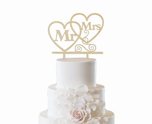 Dekorace na dort dřevěná Mr&Mrs.