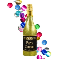 Konfety vystřelovací Láhev šampaňského zlatá 32 cm