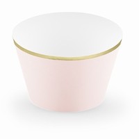 Košíčky na cupcakes růžové se zlatým okrajem 6 ks