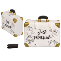 Pokladnička keramická Cestovní kufr Just Married 15 x 13 cm