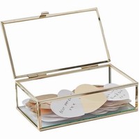 SKLENN box se zlatm rmekem a srdky 19x10cm