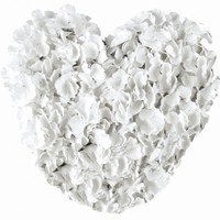 SRDCE dekorační květinové bílé 41cm