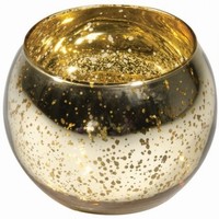 SVÍCEN skleněný metalický zlatý 10x8cm