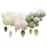 Sada balónků na balónkový oblouk s papírovými vějíři šalvějová/bílá 40 ks