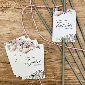 Svatební kartičky na prskavky Růže 8 ks