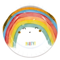 Talky paprov Rainbow Party 23 cm 8 ks