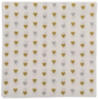Ubrousky paprov Srdka zlat/stbrn 33 x 33 cm 20 ks