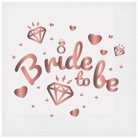 Ubrousky papírové "Bride to be", bílé 33 x 33 cm 20 ks