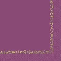 Ubrousky paprov fialov se zlatm dekorem 33 x 33 cm 16 ks