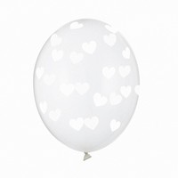 Balnky latexov transparentn s blmi srdky 30 cm 6 ks